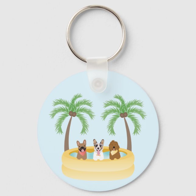 Summer Dogs Swimming Pool Keychain (Front)