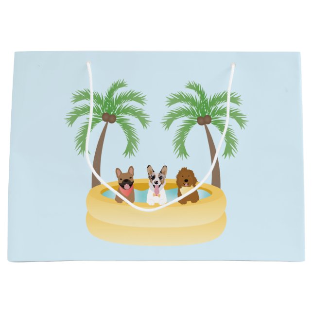 Summer Dogs Swimming Pool Large Gift Bag