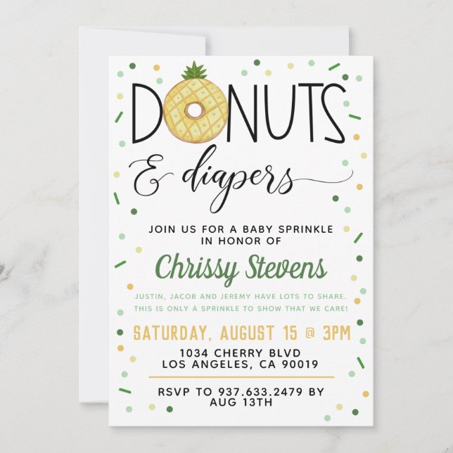 Summer Donut Baby Sprinkle Shower Invitation (Front)