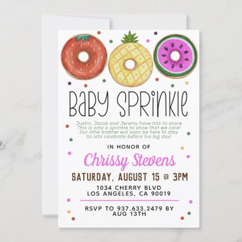 Summer Donut Baby Sprinkle Shower Invitation