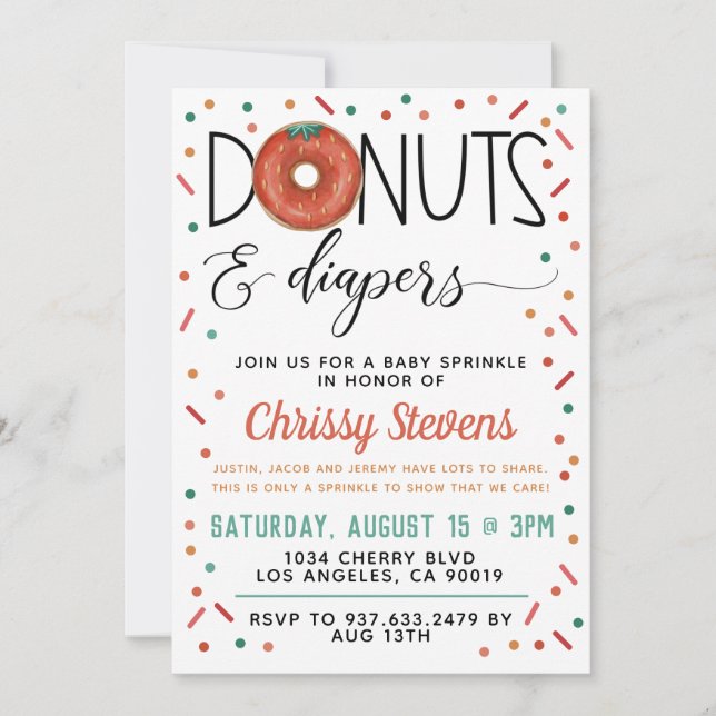 Summer Donut Baby Sprinkle Shower Invitation (Front)