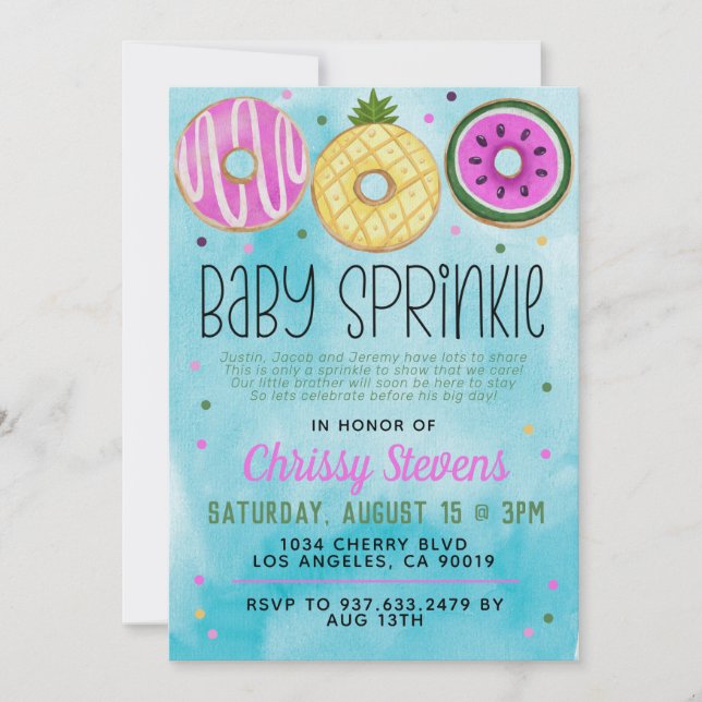 Summer Donut Baby Sprinkle Shower Invitation (Front)