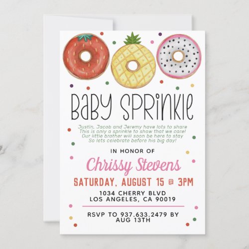 Summer Donut Baby Sprinkle Shower Invitation