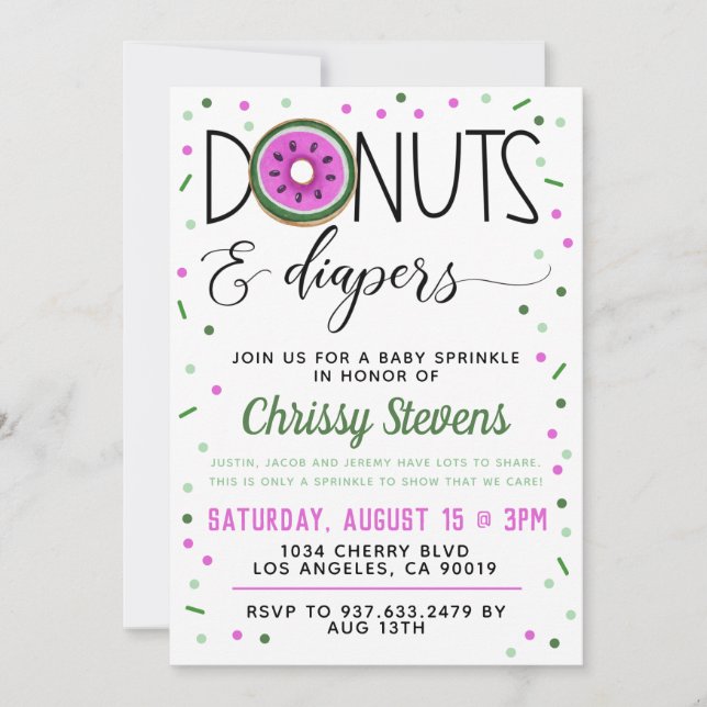 Summer Donut Baby Sprinkle Shower Invitation (Front)
