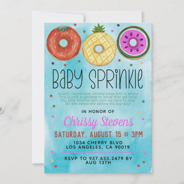 Summer Donut Baby Sprinkle Shower Invitation (Front)