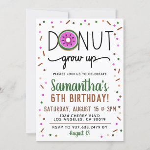 Summer Donut Grow Up Birthday Invitation