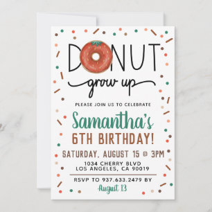 Summer Donut Grow Up Birthday Invitation