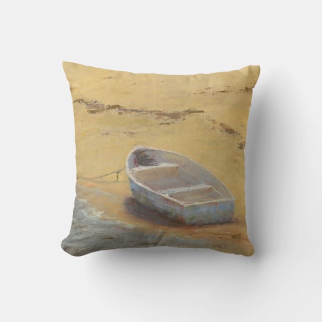 Summer Dory - Boat on the Shore Throw Pillow (Front)