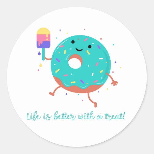 Summer Doughnut  Popsicle Sweet Treats Cute Classic Round Sticker