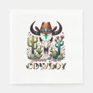 Summer down Cowboy Cow Skull western cactus Napkins