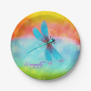 Summer Dragonfly Rainbow Bright Decorative Paper Plates
