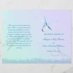 Summer Dragonfly Wedding Ceremony Bi Fold Program