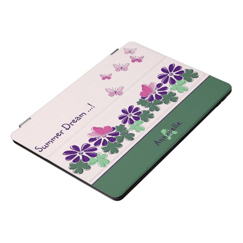 Summer Dream  Pink Butterfly Purple Flowers iPad Pro Cover