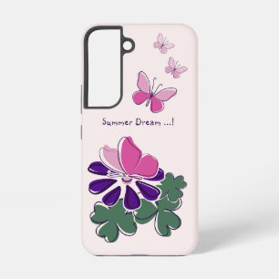 Summer Dream Pink Green Purple Flower Butterfly Samsung Galaxy S22 Case