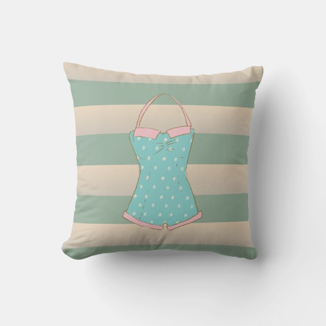 Summer Dreams, Cabana Stripes Throw Pillow (Front)