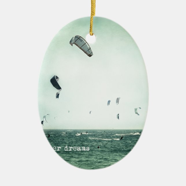 Summer dreams. Kite surf Ceramic Ornament (Front)