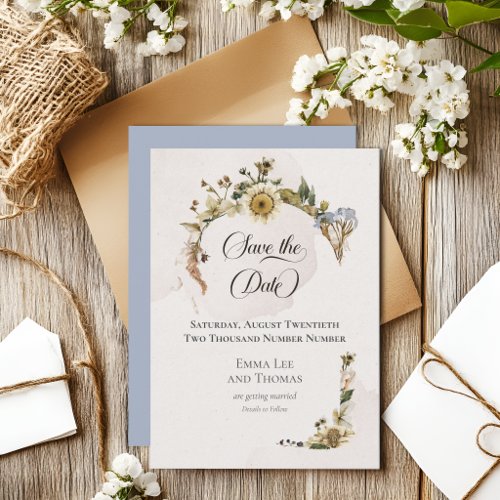 Summer Dried Wildflowers Wedding Save The Date