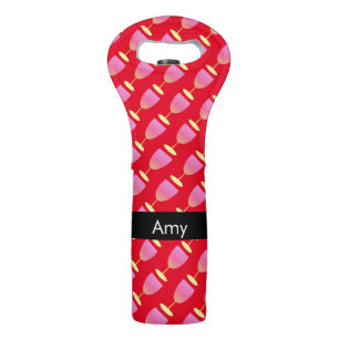 Summer Drinking Glass Pink Red Pattern Wine Bag