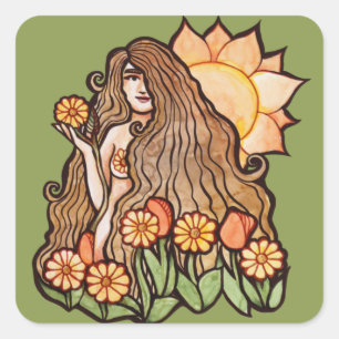 Summer Earth Goddess Square Sticker
