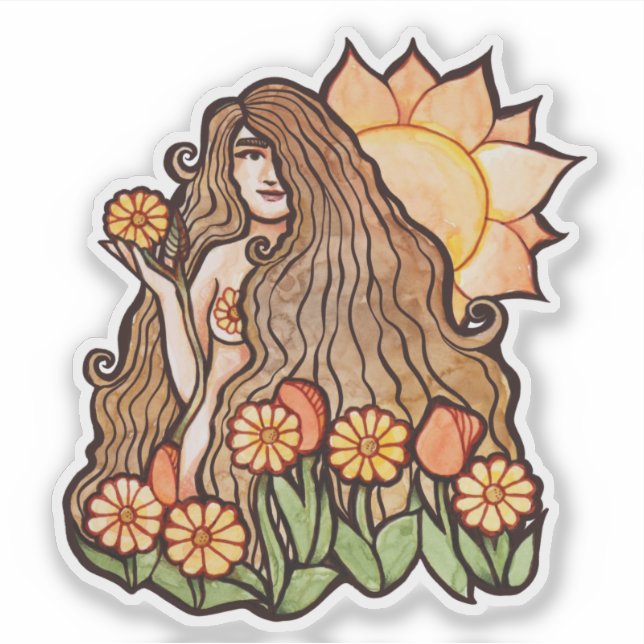 Summer Earth Goddess                               Sticker (Front)