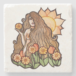 Summer Earth Goddess Stone Coaster