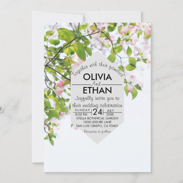 Summer elegant greenery photo Wedding Invitation (Front)