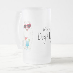 Summer Eskie Frosted Glass Beer Mug