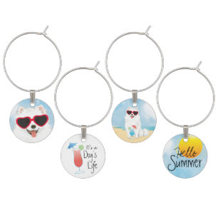 Summer Eskie Wine Charm