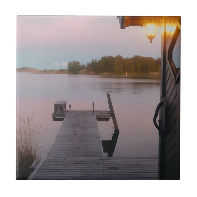 Summer evening in the swedish archipelago ceramic tile (Front)