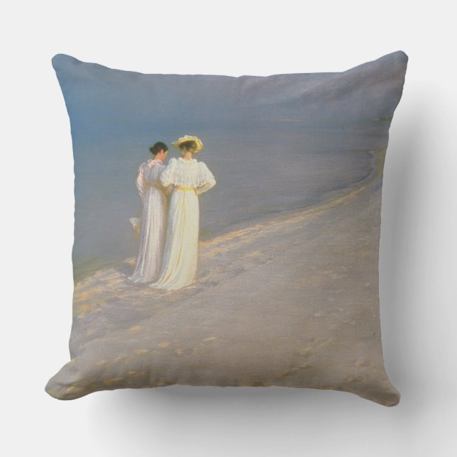 Summer Evening on the Skagen Southern Beach Throw Pillow (Front)