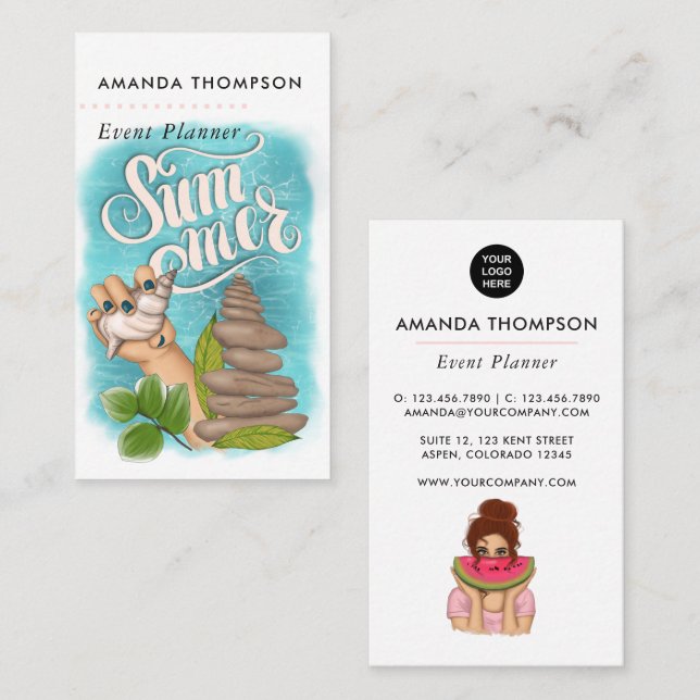 Summer Event Planner Catering Business Card (Front/Back)