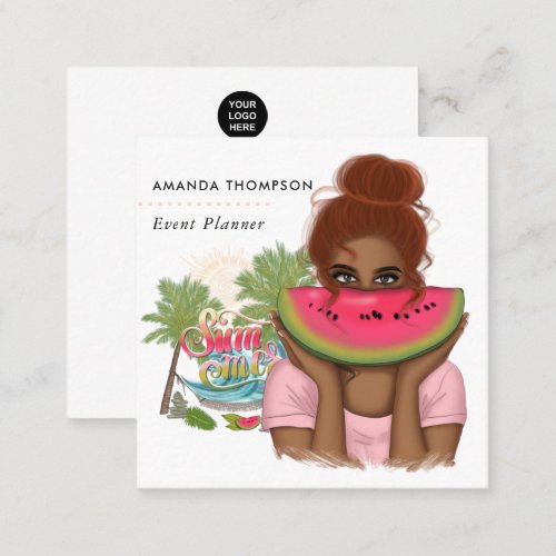 Summer Event Planner Square Business Card