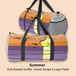 Summer Event Script & Logo Field Full Sunset Duffle Bag