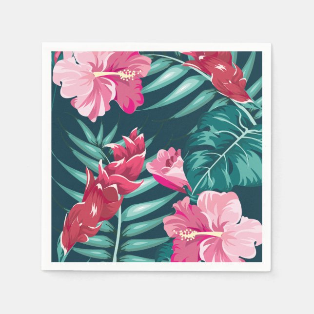 Summer Exotic Flowers design Napkins (Front)