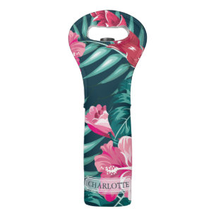 Summer Exotic Flowers Monogram Wine Bag