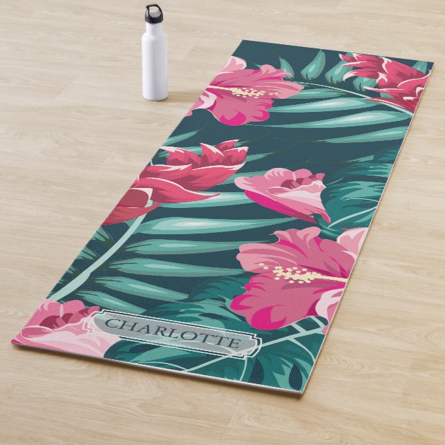 Summer Exotic Flowers Monogram Yoga Mat (In Situ)