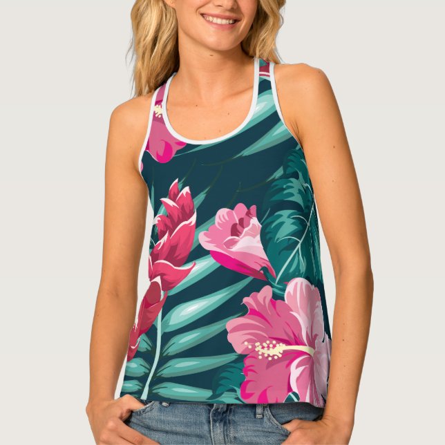 Summer Exotic Flowers Tank Top (Front)