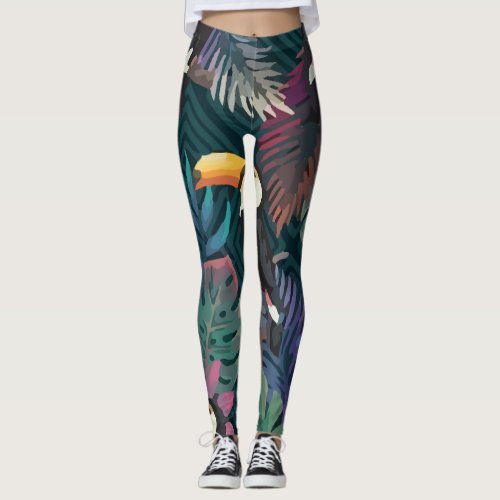 Summer Exotic Pattern Floral Leggings