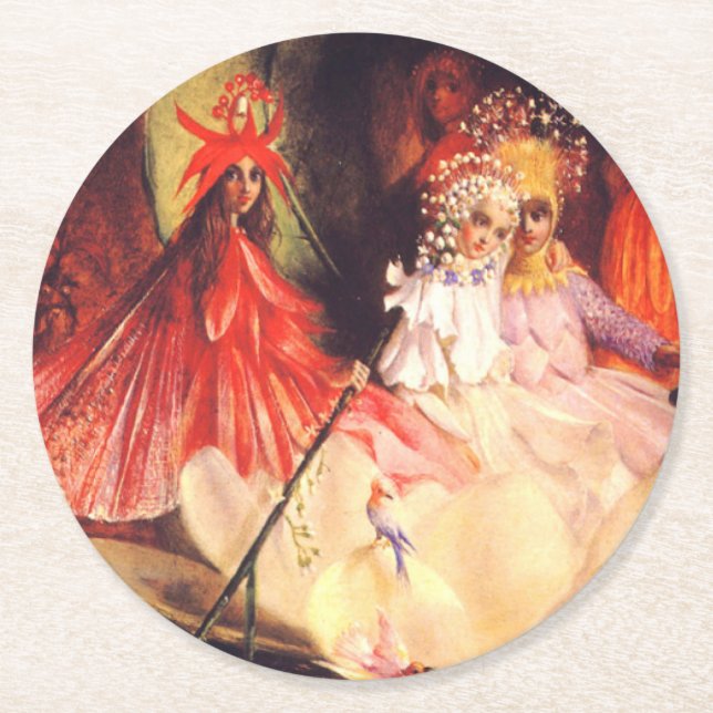 Summer Fairies Round Paper Coaster (Front)