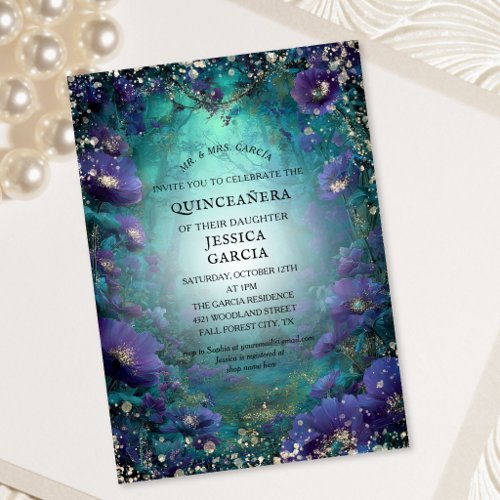 Summer Fairy Tale Enchanted Forest  Quinceañera  Invitation