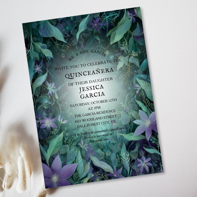 Summer Fairy Tale Enchanted Forest  Quinceañera  Invitation (Summer Fairy Tale Enchanted Forest Quinceañera Invitation)