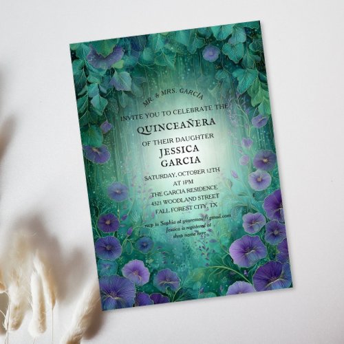 Summer Fairy Tale Enchanted Forest  Quinceañera  Invitation