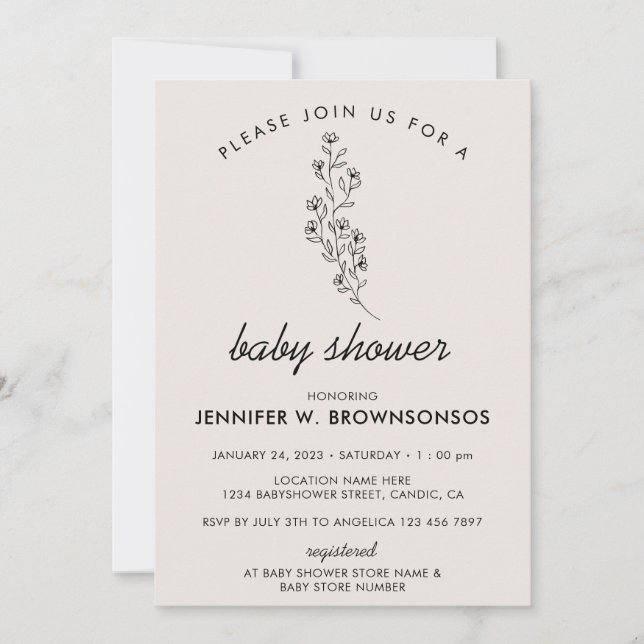 Summer Fall Beige Flower Please Join Us Invitation (Front)
