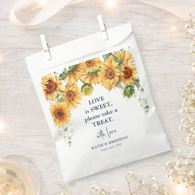 Summer Fall Sunflower Floral Wedding Favor Bag (Clipped)
