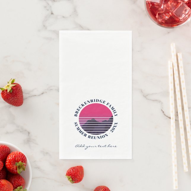 Summer Family Party Retro Sunset Mountains Paper Guest Towels (Insitu)