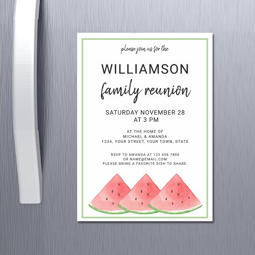 Summer Family Reunion Watermelon Magnetic Invitation