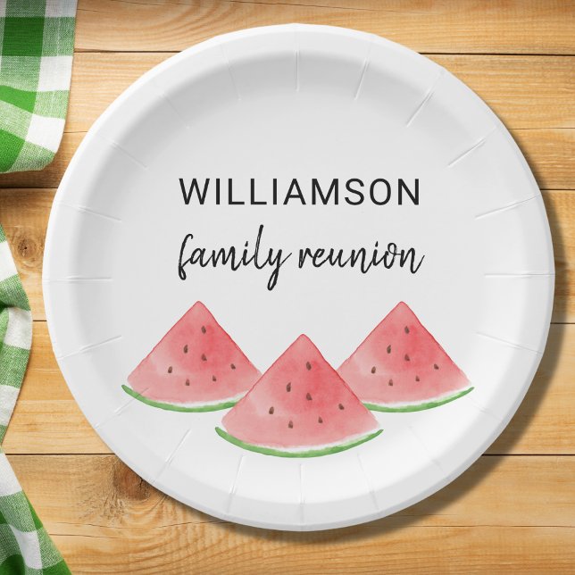 Summer Family Reunion Watermelon Paper Plates (Creator Uploaded)