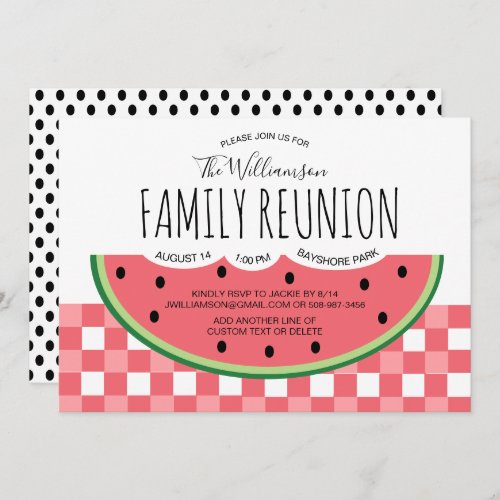 Summer Family Reunion Watermelon Picnic Invitation