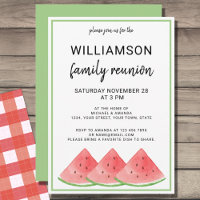 Summer Family Reunion Watermelon Picnic Party Invitation