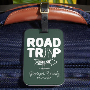 Summer Family Road Trip Typography Custom Name Luggage Tag